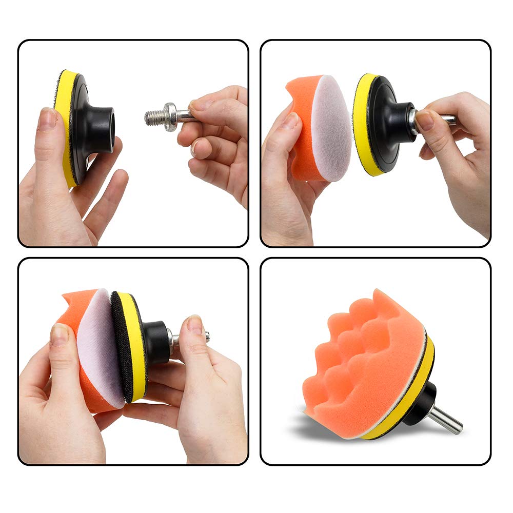 CANOPUS Buffing Pads, Polishing Pad Kit, Buffer for Car Detailing, Polishing Wheel for Drill, Car Polishers and Buffers Kit for Sanding, Polishing, Waxing & Sealing Glaze, 3 inch, 11 Pieces - Image 4
