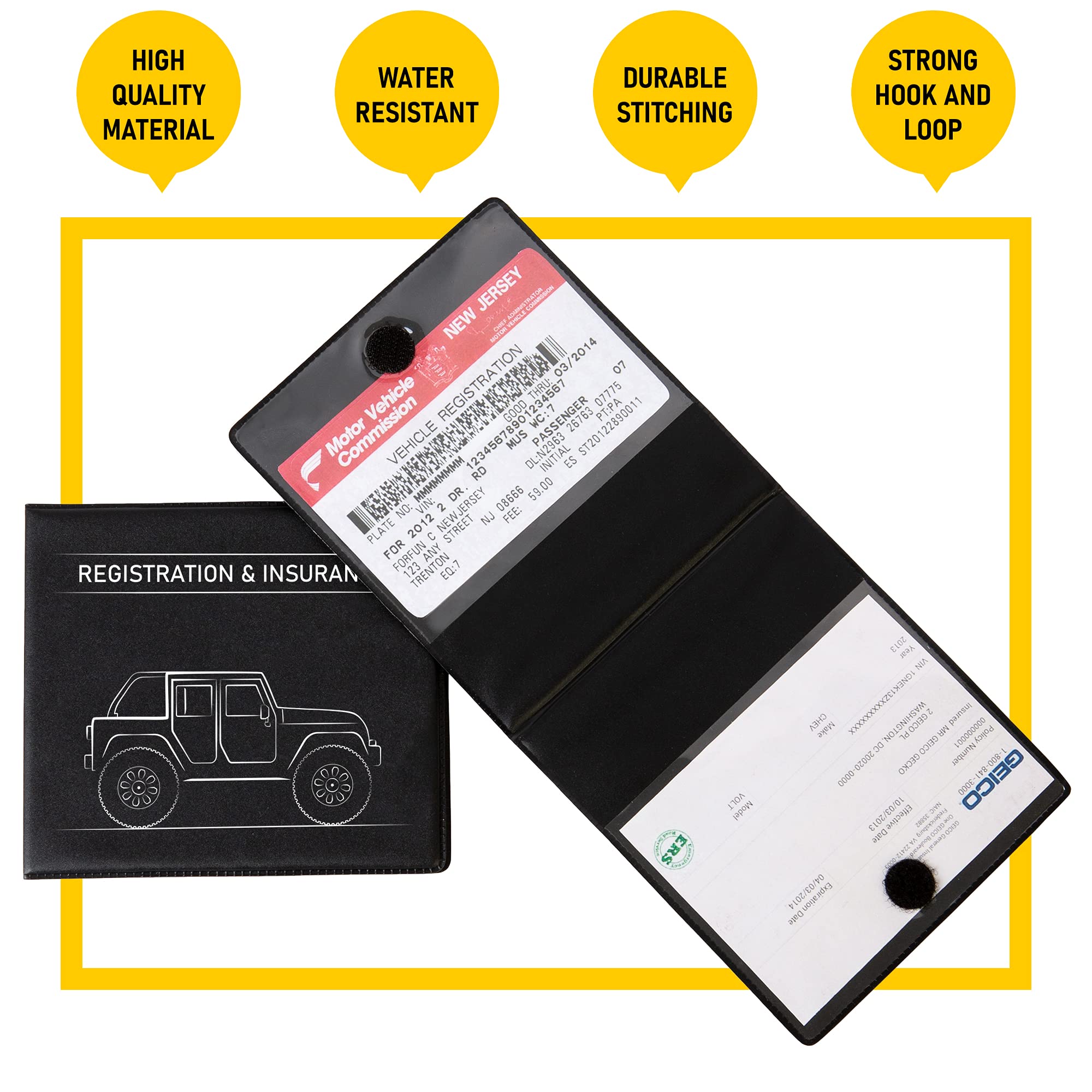 CANOPUS Car Registration and Insurance Holder, Car Document Holder, Vehicle Registration and Insurance Card Holder, Wallet for Auto, Trailer, Motorcycle, Truck, Vehicle Paperwork Organizer (2 Pack) - Image 3