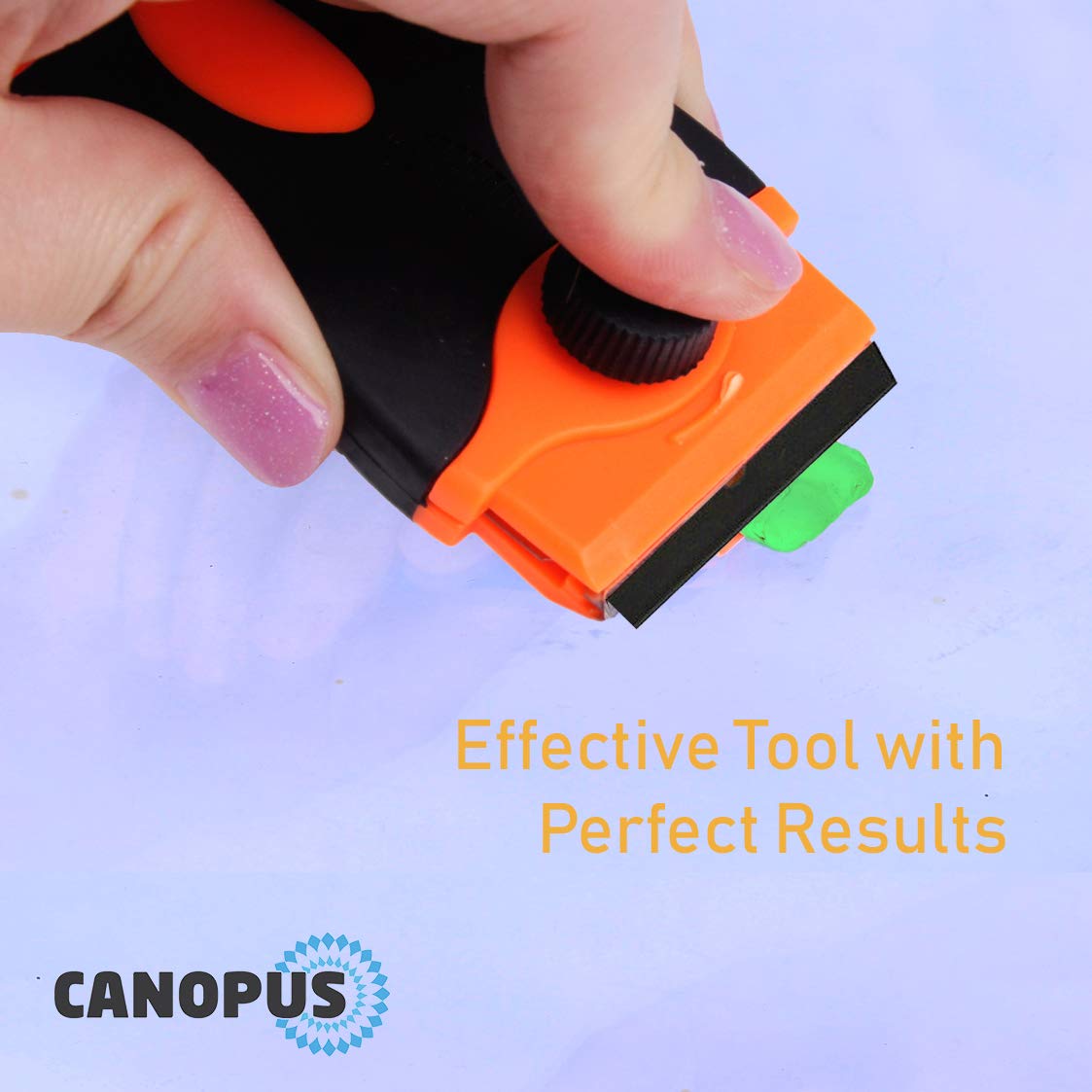CANOPUS Plastic Razor Blade Scraper with 10 Double Edged Plastic Replacement Blades, Suitable to Remove Glue, Stickers, Decals, Gaskets, Auto Window Tint Vinyls, Black-Orange - Image 7