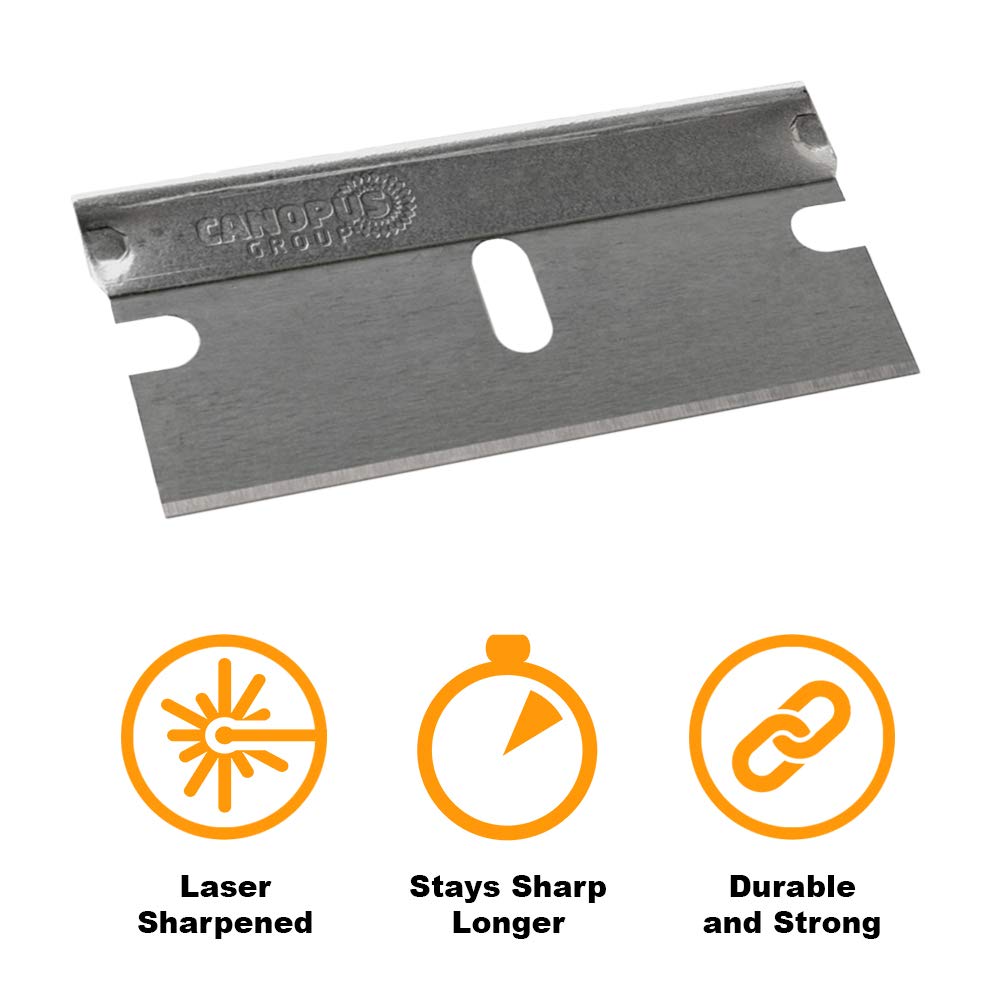 CANOPUS Single Edge Industrial Razor Blades, 100% Made in USA, Heavy Duty Straight Edge Razors, Box & Carton Cutter Replacement Blades, Glass & Paint Scraper Razor Blades (Box of 100) - Image 8