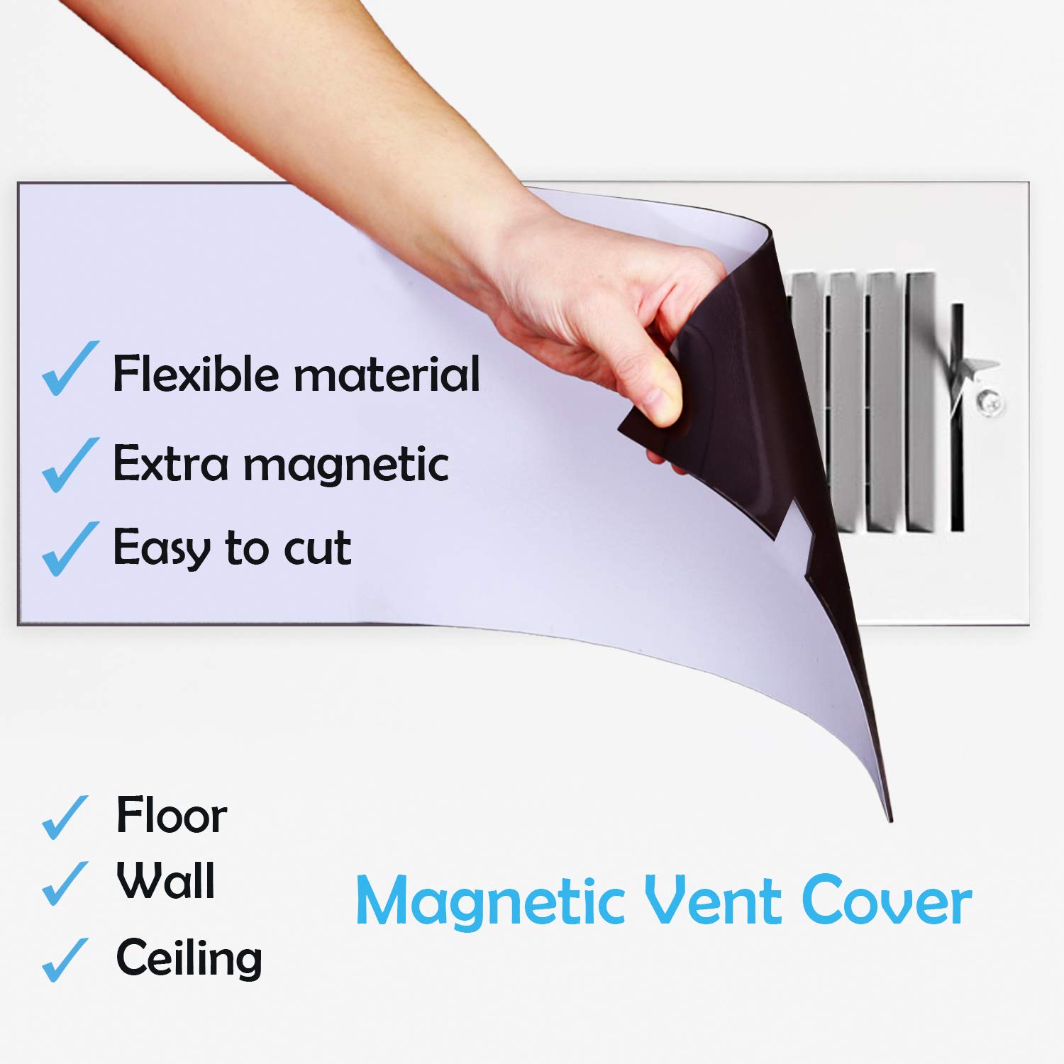 CANOPUS Strongest Magnetic Vent Covers, White, Rectangular 8in x 15in, for Floor Wall Ceiling Vent Grills, to Reduce Air Flow & Sound, Compatible with Most Home & RV Vents, Pack of 3 - Image 3